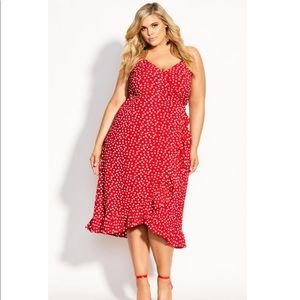 NEW City Chic Plus Size Wrap Dress | Red with White Polka Dot | Size 24 | NWOT